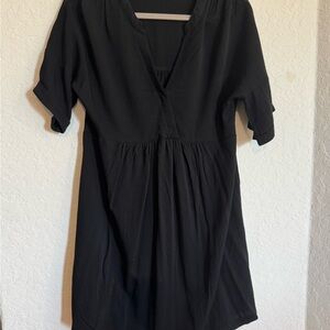 S - Black V-Neck Dress